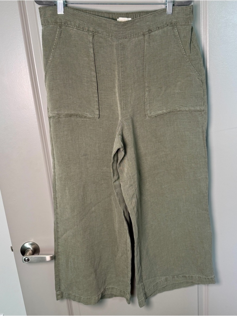 Cynthia Rowley Wide-Leg Linen Crop Pant | Sage | XL - Picture 1 of 6